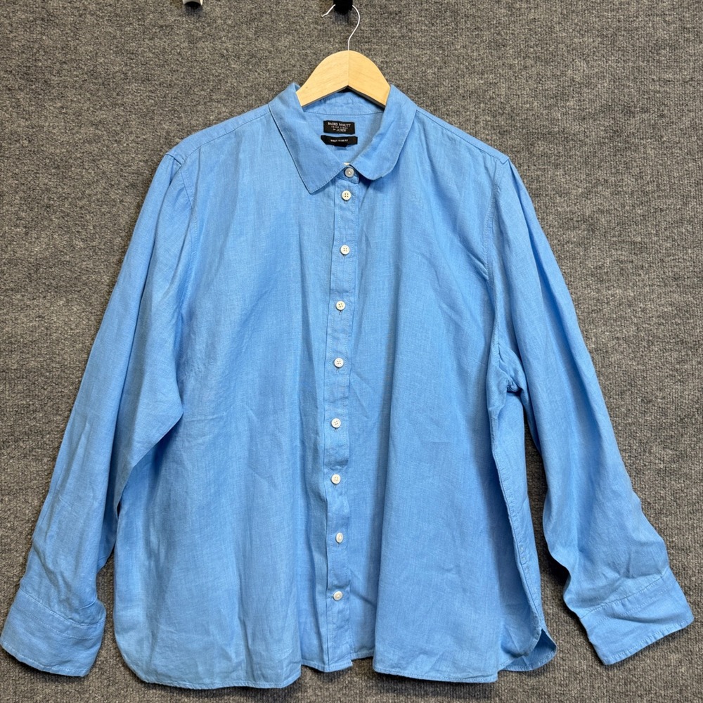 J. Crew Baird McNutt Irish Linen Womens Sz 22 Shirt Blue Wren Slim Fit Button UP